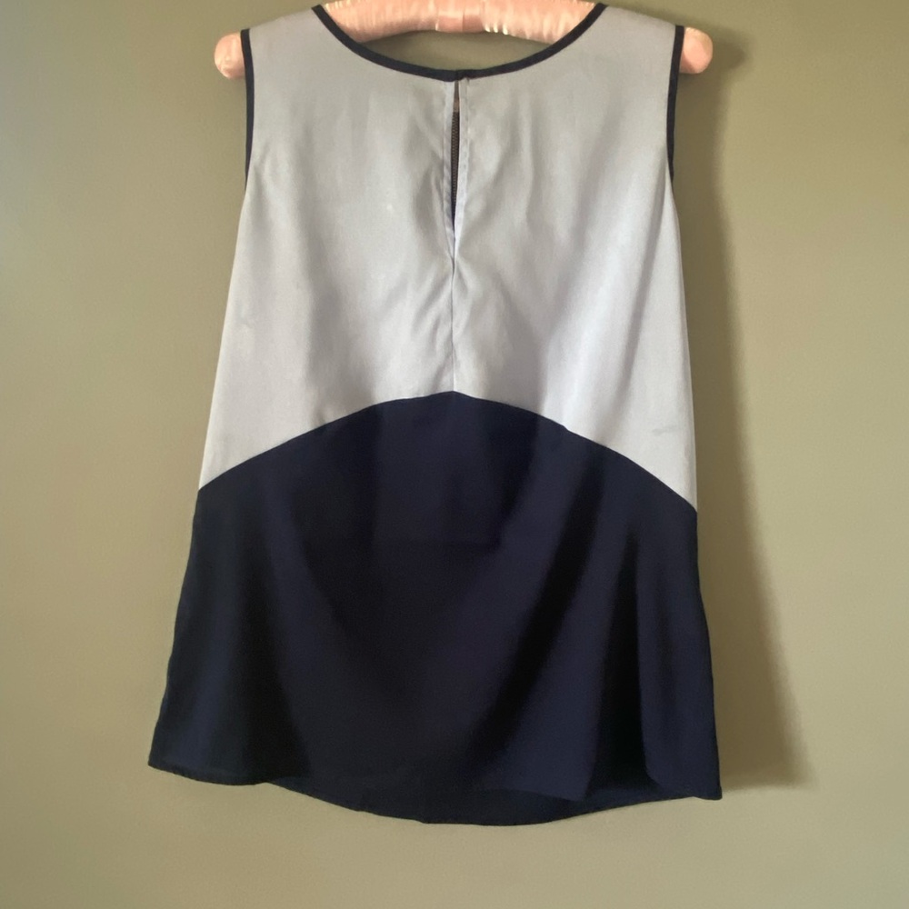 New York & Company Light Blue and Navy Colorblock Tank